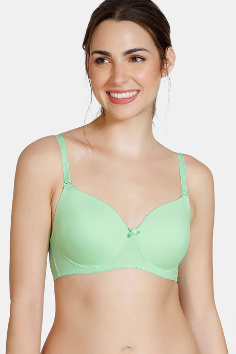 Zivame Padded Non Wired 3/4Th Coverage T-Shirt Bra - Green Ash — image 3